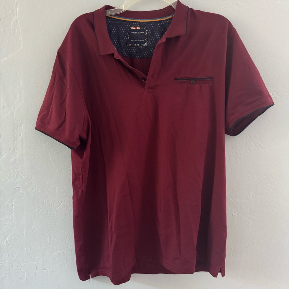 Denim & Flower Deep Red Polo Shirt
